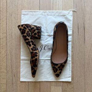 J. Crew Leopard-Hair Pointed Block Heel Pumps - Brown/Black
